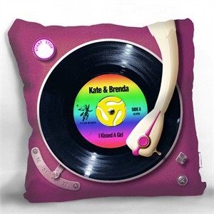 Personalized Rainbow Record Player Pillow