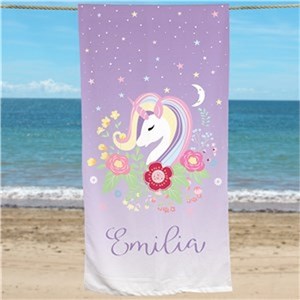 Personalized Unicorn Beach Towel