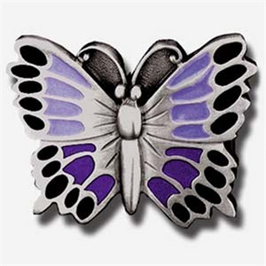 Purple Butterfly Enameled Belt Buckle