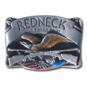 Redneck with Rifles Enameled Belt Buckle