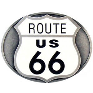 Route 66 Enameled Belt Buckle