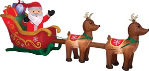 Santa And Sleigh Reindeer Airblown Inflatable