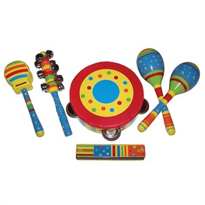 Child Wooden Instruments 6 Piece Set - Stripe Design