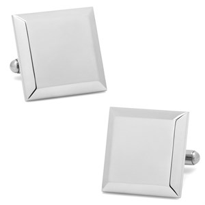 Stainless Steel Beveled Edge Personalized Cufflinks