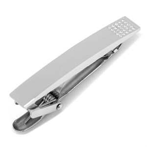 Stainless Steel White Pave Crystal Engravable Tie Clip