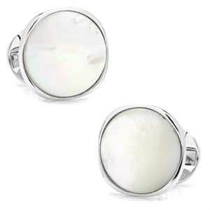 Sterling Silver Classic Formal Mother of Pearl Cufflinks