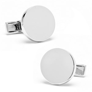 Sterling Silver Infinity Edge Round Engravable Cufflinks