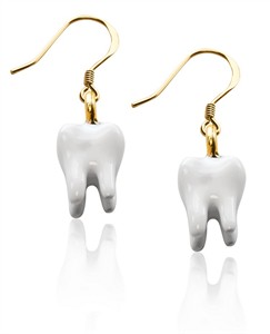 Tooth Charm Earrings in Gold