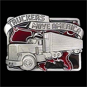 Truckers Move America Enameled Belt Buckle