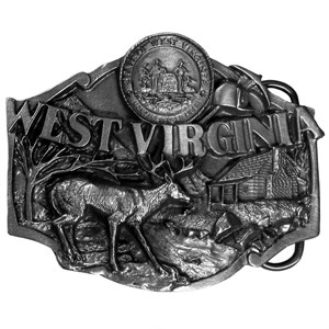 W. Virginia Antiqued Belt Buckle
