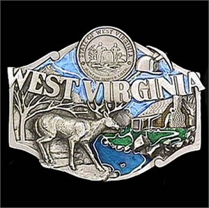 West Virginia State Seal Enameled Belt Buckle