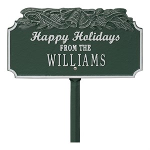 Personalized Happy Holidays Bells Lawn Plaque