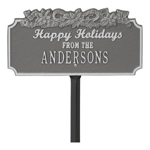 Personalized Happy Holidays Candy Cane Lawn Plaque
