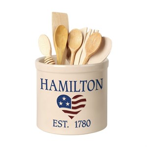 Personalized Heart Flag 2 Gallon Stoneware Crock