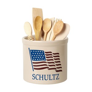 Personalized American Heritage Flag 2 Gallon Stoneware Crock