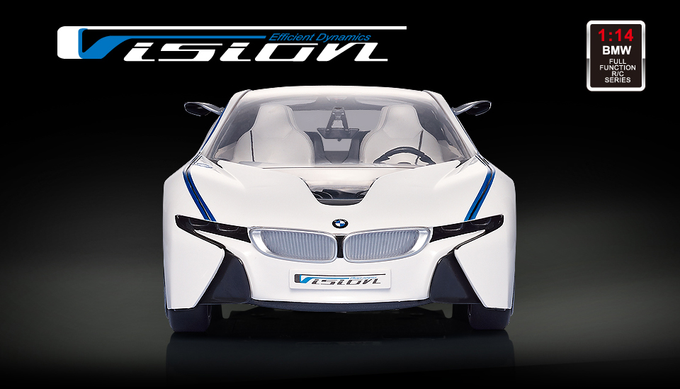 LARGE BMW i8 VISION CONCEPT RECHARGEABLE RADIO REMOTE CONTROL CAR 1:14  WHITE 
