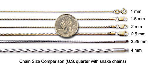 chain size comparison with quarter