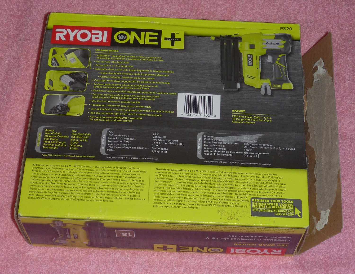 Ryobi P320 One+ 18v AirStrike 18-Gauge Brad Nailer NOS OPEN BOX | eBay